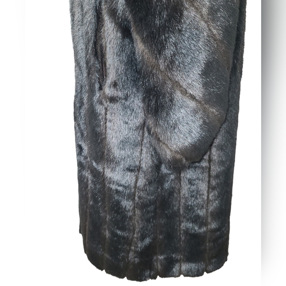 VINTAGE MARK REED FAUX MINK FUR COAT WOMENS LM FULL LENGTH TRENCH BROWN RANCH - Picture 8 of 15